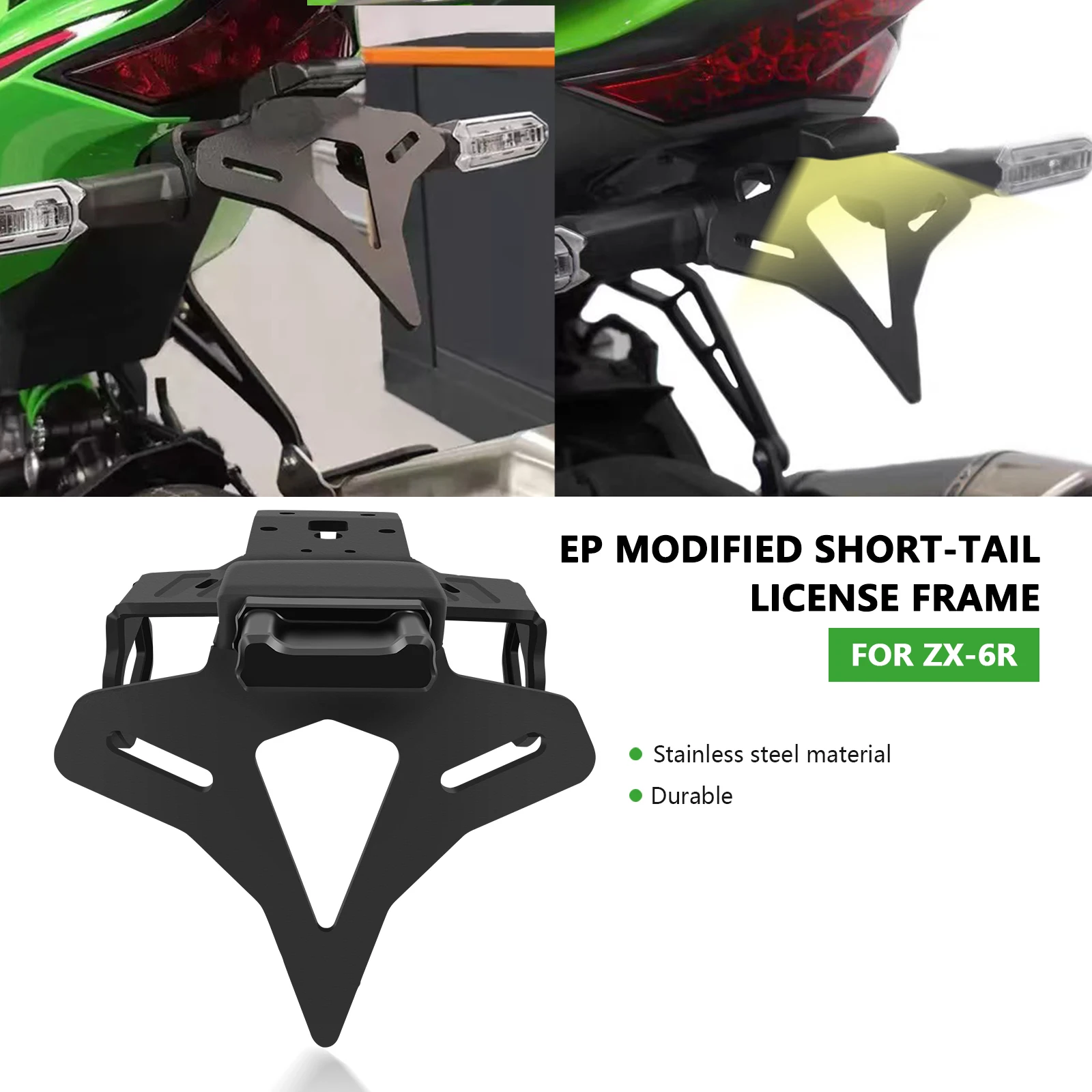 

For Motorcycle Accessories License Plate Holder Rear Short Tail License Plate Frame With LED Light ZX-6R ZX6R zx6r 2024