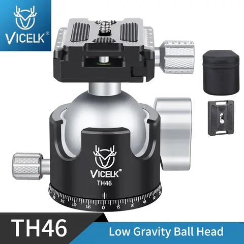 VICELK 46mm 볼 전문 삼각대 볼 헤드 저중력 센터 삼각대 모노 포드 카메라 부하 25kg 용 파노라마 CNC 볼 헤드