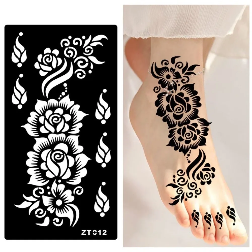 

Personalized Flower Tattoo Stickers Floral Ethnic Style India Temporary Tattoo Hollow Body Art Arm Foot Tattoos Festival