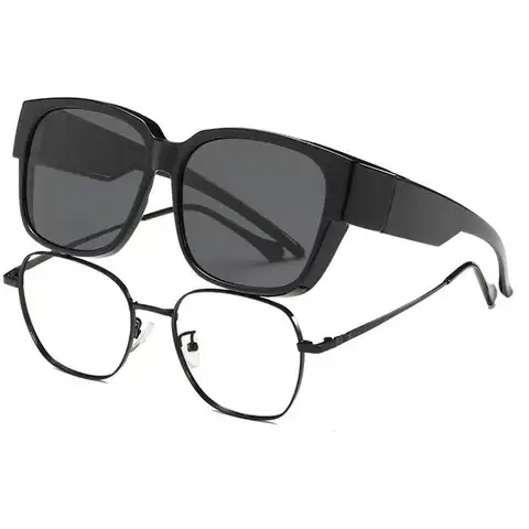 Moderiktiga polariserade solglasögon, överdimensionerade, täcker över glasögon, lämpliga för närsynthet 10 best sales CVS solglasögon över glasögon - №6