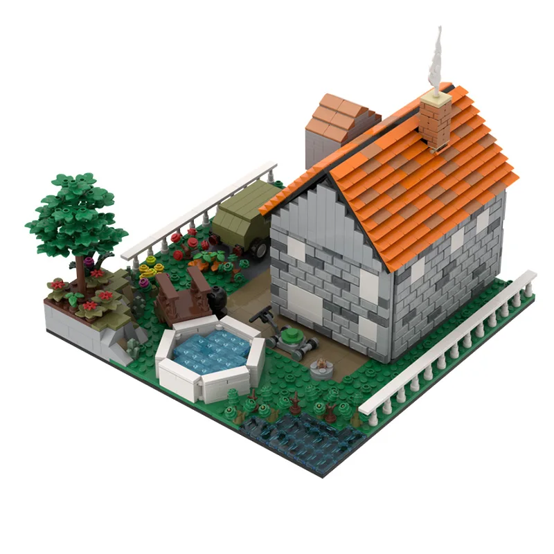 1413 pièces de construction modulaire maison et jardin MOC, blocs de construction modulaires personnalisables, design créatif, jouet d'assemblage simple DIY pour garçon, cadeau