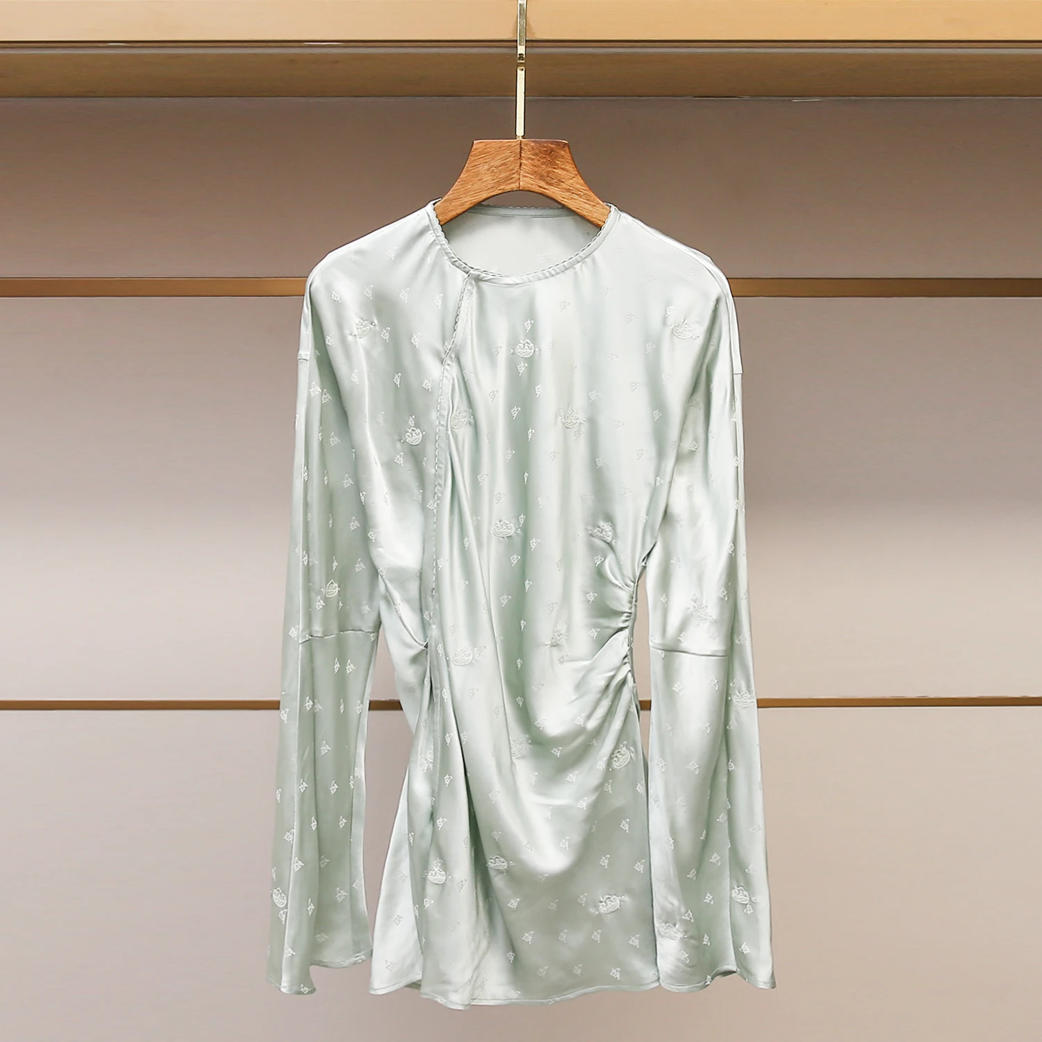 

High-End Chinese Sle Long Sve Slim Fit irt round Ne Slant Lapel Winter New Arrival Women's Faion Breathable Comfor...