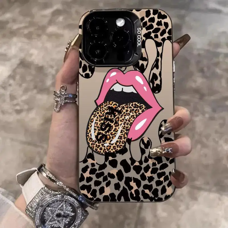 Hot Red Lip Leopard Print Phone Case for Huawei Honor 200 90 X6b X7a X9a X5 X8a X9b X7b X9 70 nova 11 10 4G 5G Matte Back Cover