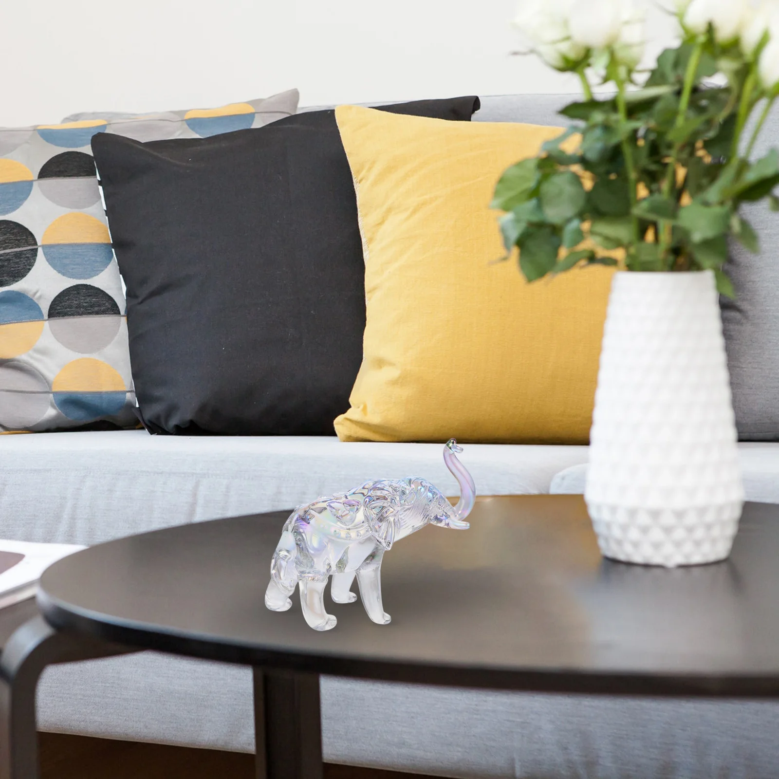 

Elephant Key Decor Office Desk The Animal Crystal Statues for Home Ornament Sculpture