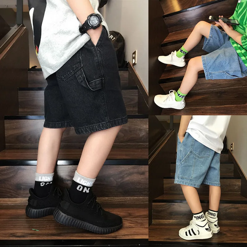2026New Boys Summer Fashion Denim Shorts Kids Casual Loose Thin Knee-Length Trousers for 3-12 Years Teenager Outdoor Jeans Pants view 2
