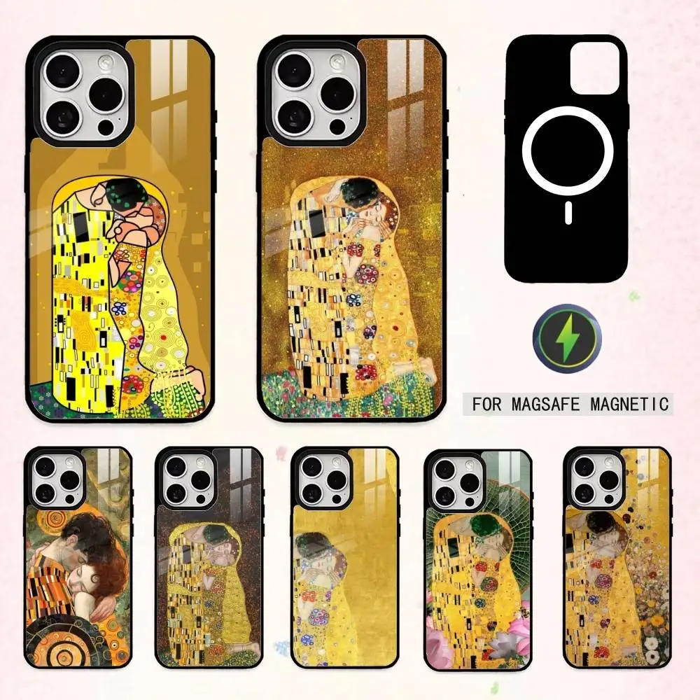 

The Kiss G-Gustav K-Klimt P-Painting Phone Case For iPhone17,16,15,14,13,12,11,Pro Max Magnetic For Magsafe Wireless Charging