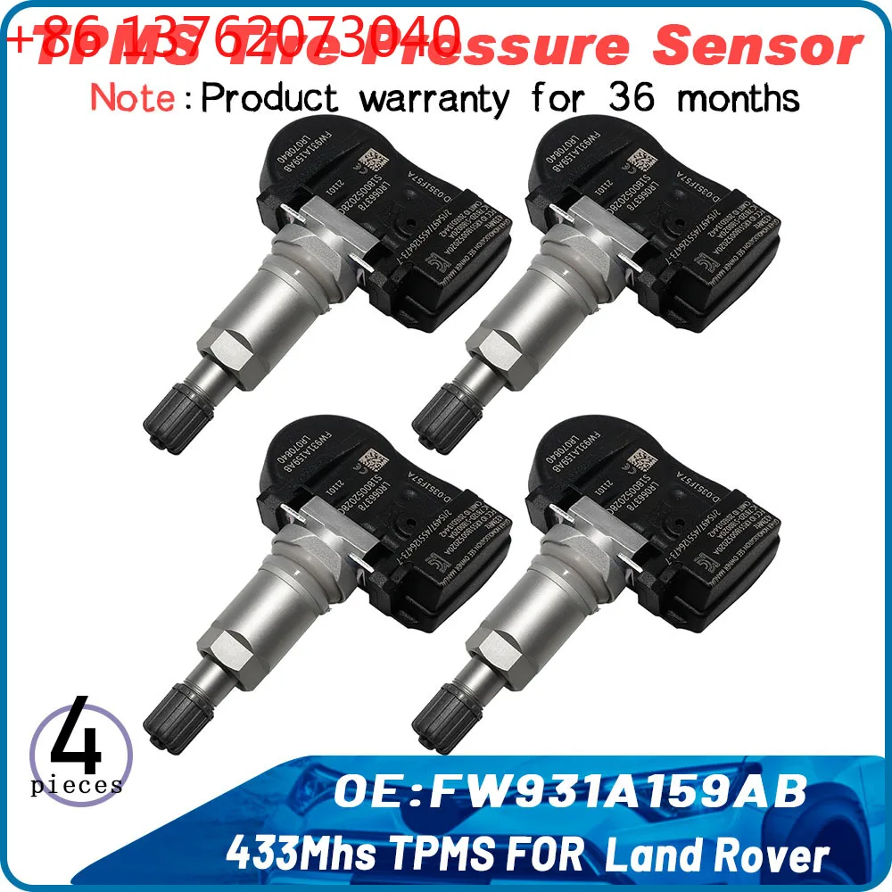 4Pcs Tpms FW931A159AB FW93-1A159-AB 433MHz Tire Pressure Sensor TPMS For Land Rover Range Rover Sport LR066378 LR058023 LR031712