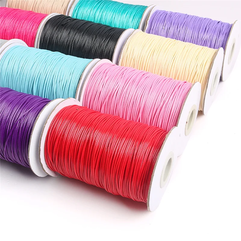 20meters Dia 0.5 0.8 1 mm Waxed Beading Cord Round Black Red White Korean Cotton Rope Thread String For Jewelry Necklace Making