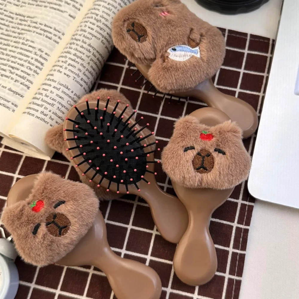 New ABS Capybara Air Cushion Comb Anti-Static Plush Hair Combs Cartoon Portable Kapibala Airbag Comb Women