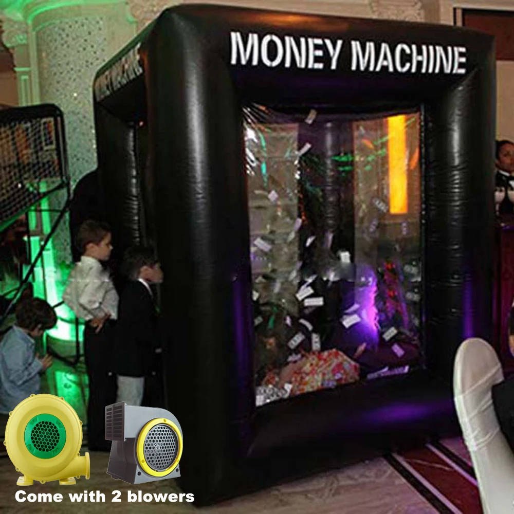 Black Inflatable Money Machine Giant Advertising Inflatable Cash Money Booth For Entertainment