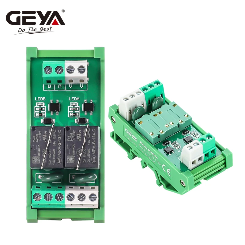 GEYA Pluggable Relay Module 2 Channel AC/DC 12V 24V AC230V Electromagnetic Relay General Purpose AC220v Relay Module