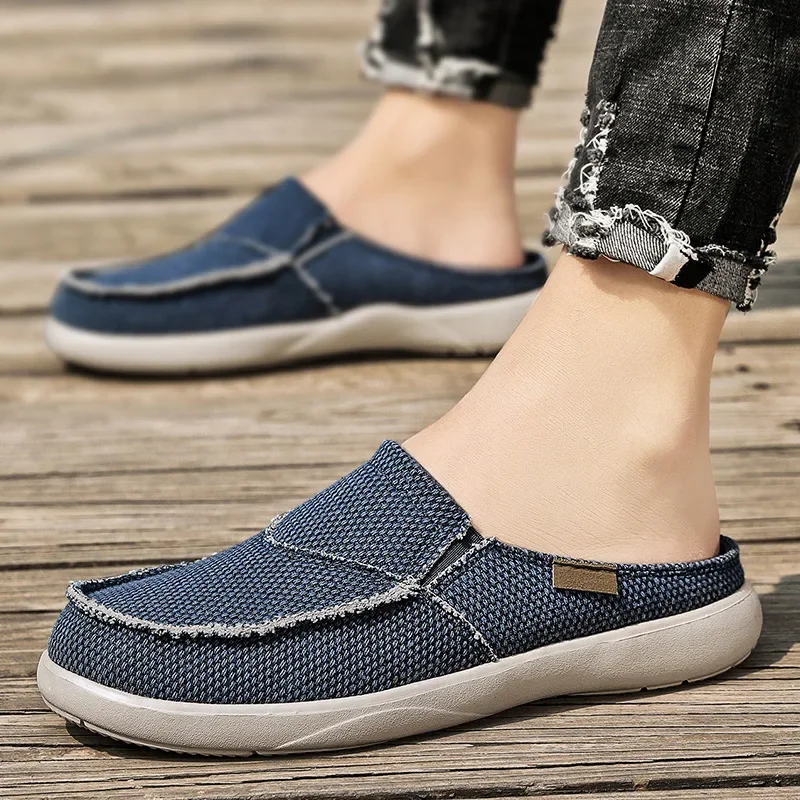 Denim Canvas Men Breathable Casual Shoes Outdoor Non-Slip Man Sneakers Comfortable  Zapatos Para Hombres Loafers Big Size 46 47