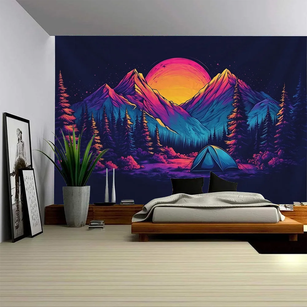 

Simple landscape art painting tapestry room wall decoration blanket studio background cloth Nordic style home decoration