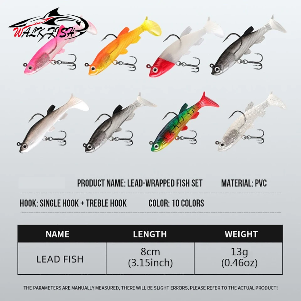 Walk Fish Vinilo Swimbait 8cm – Cola T rizada con Jig Head para Lubina - imagen 4