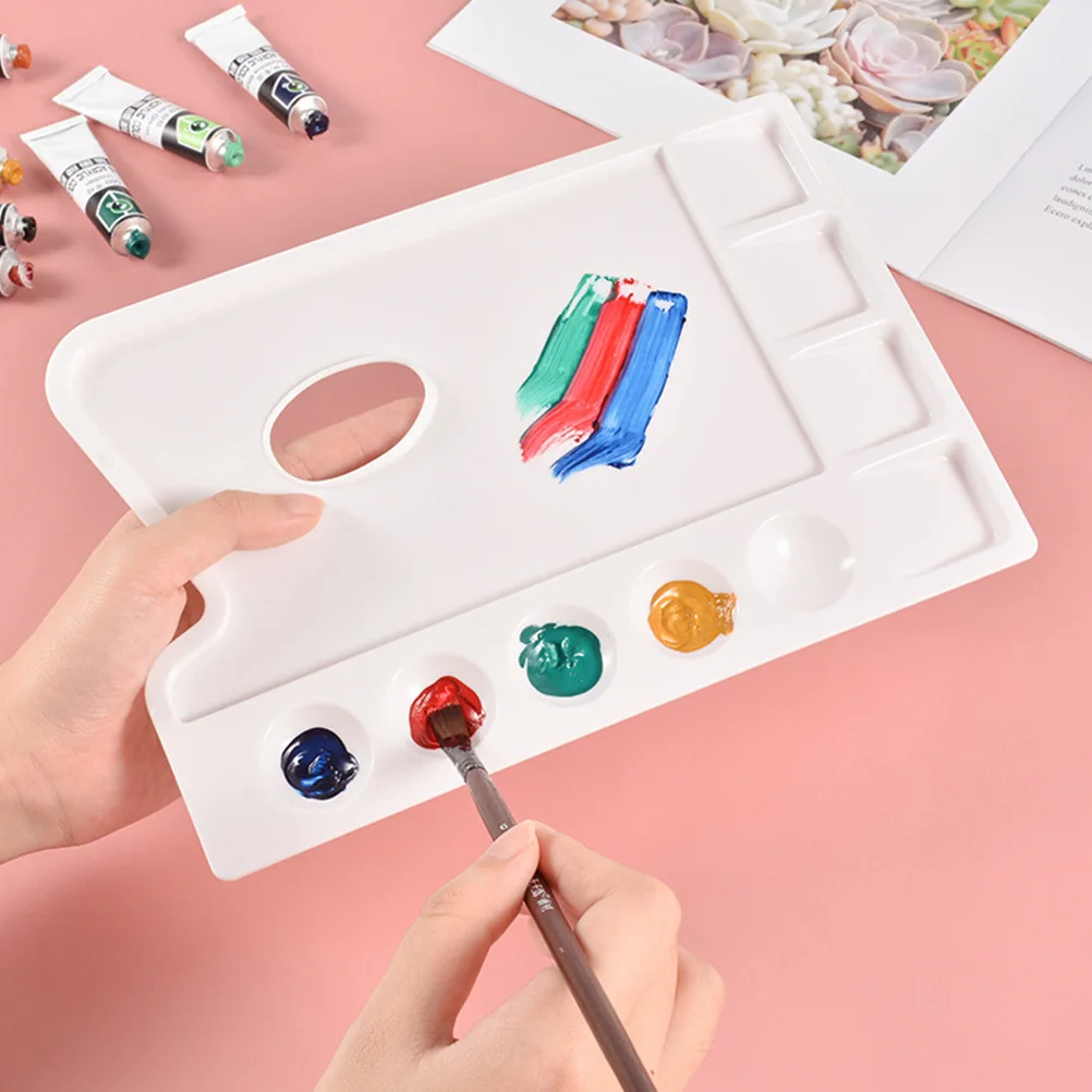 

4Pcs Plastic Paint Trays Large Capacity 9-Grids Color Mixer DIY Art Board Easy Clean for Manicurists Painters Paint Trays