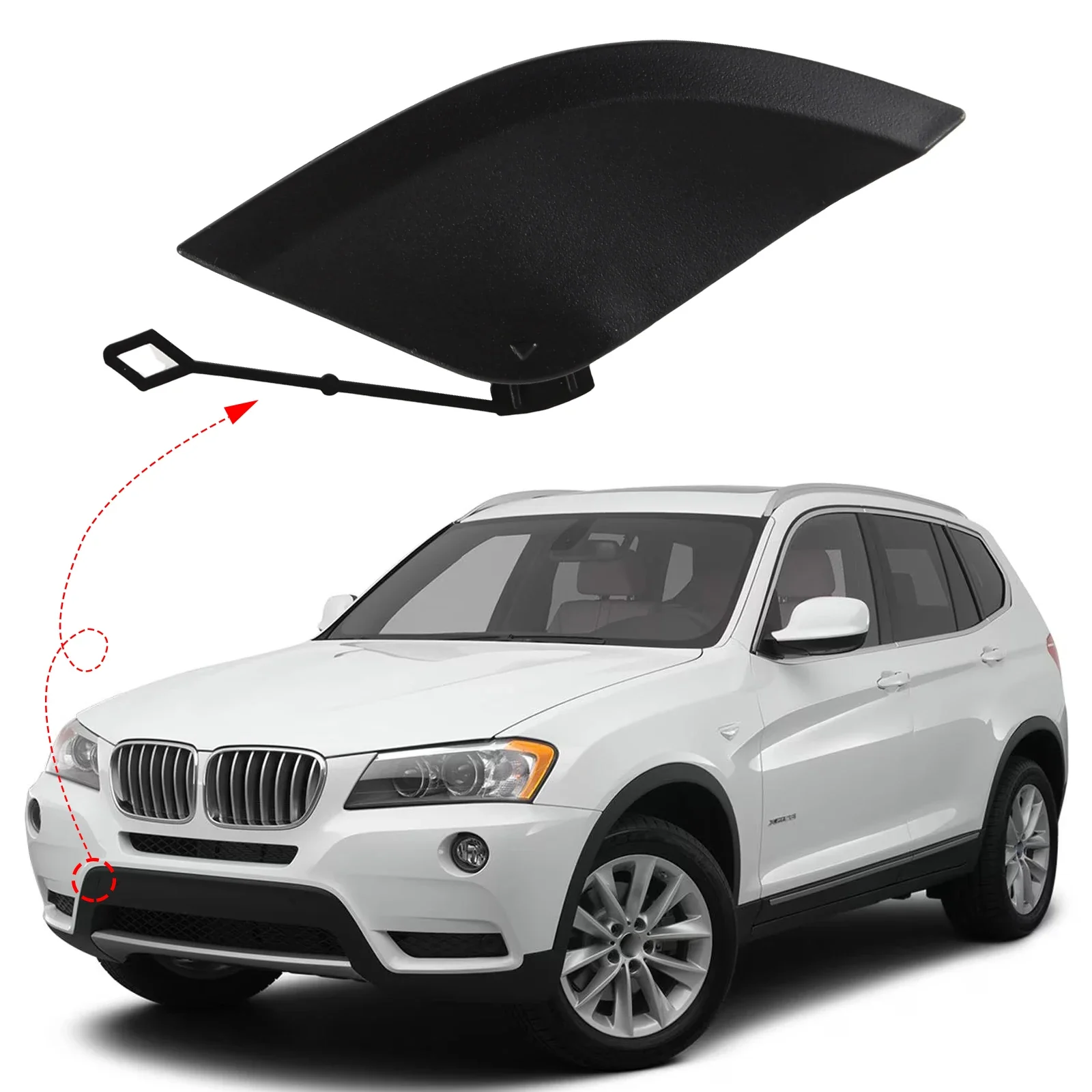 

Front Bumper Tow Hook Cover Cap Towing Eye For BMW X3 F25 Accessories 2011 2012 2013 2014 51117210474 Right Passenger Side