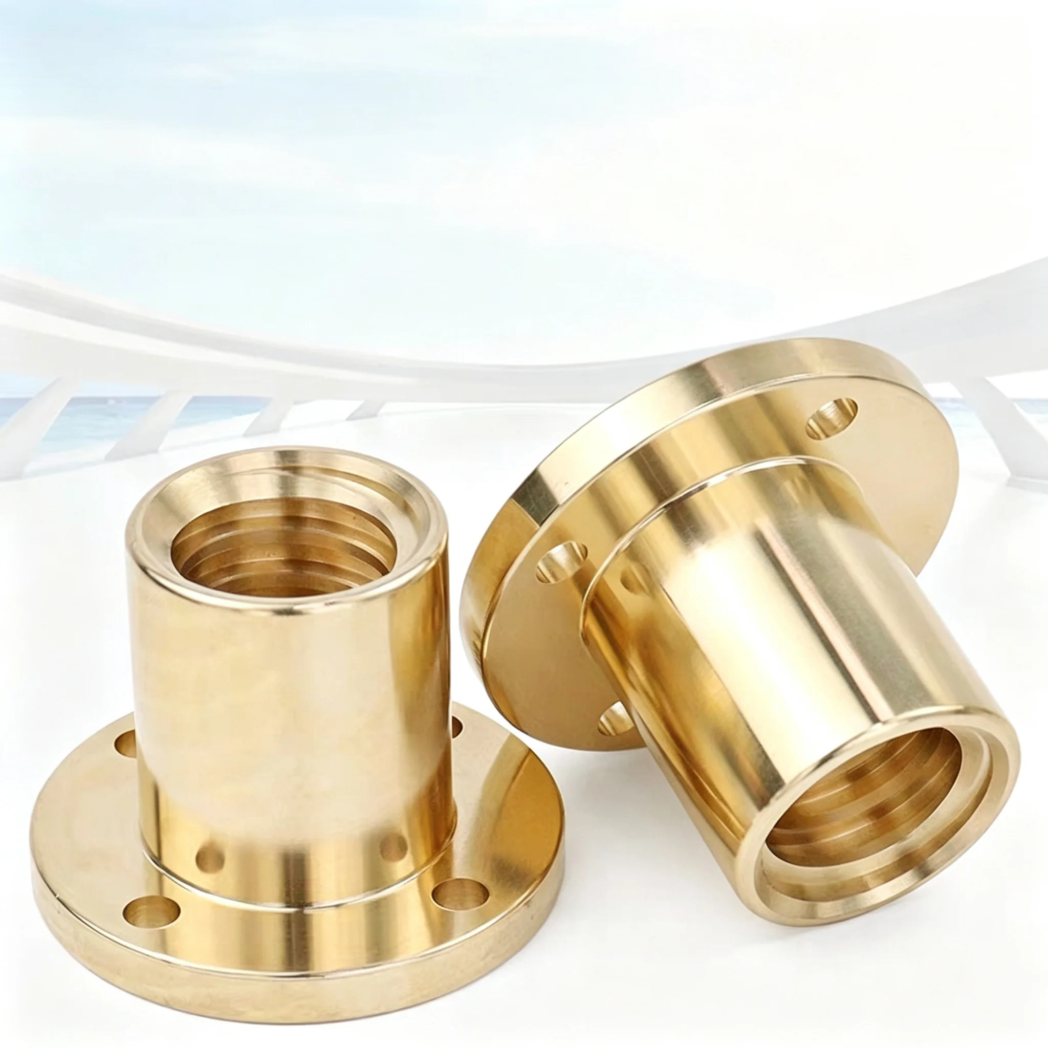 Brass Trapezoidal Screw Nut Tr8 Tr10 Tr12 Tr14 Tr16 Tr18 Tr20 Round Flange T-Type Positive Reverse Thread