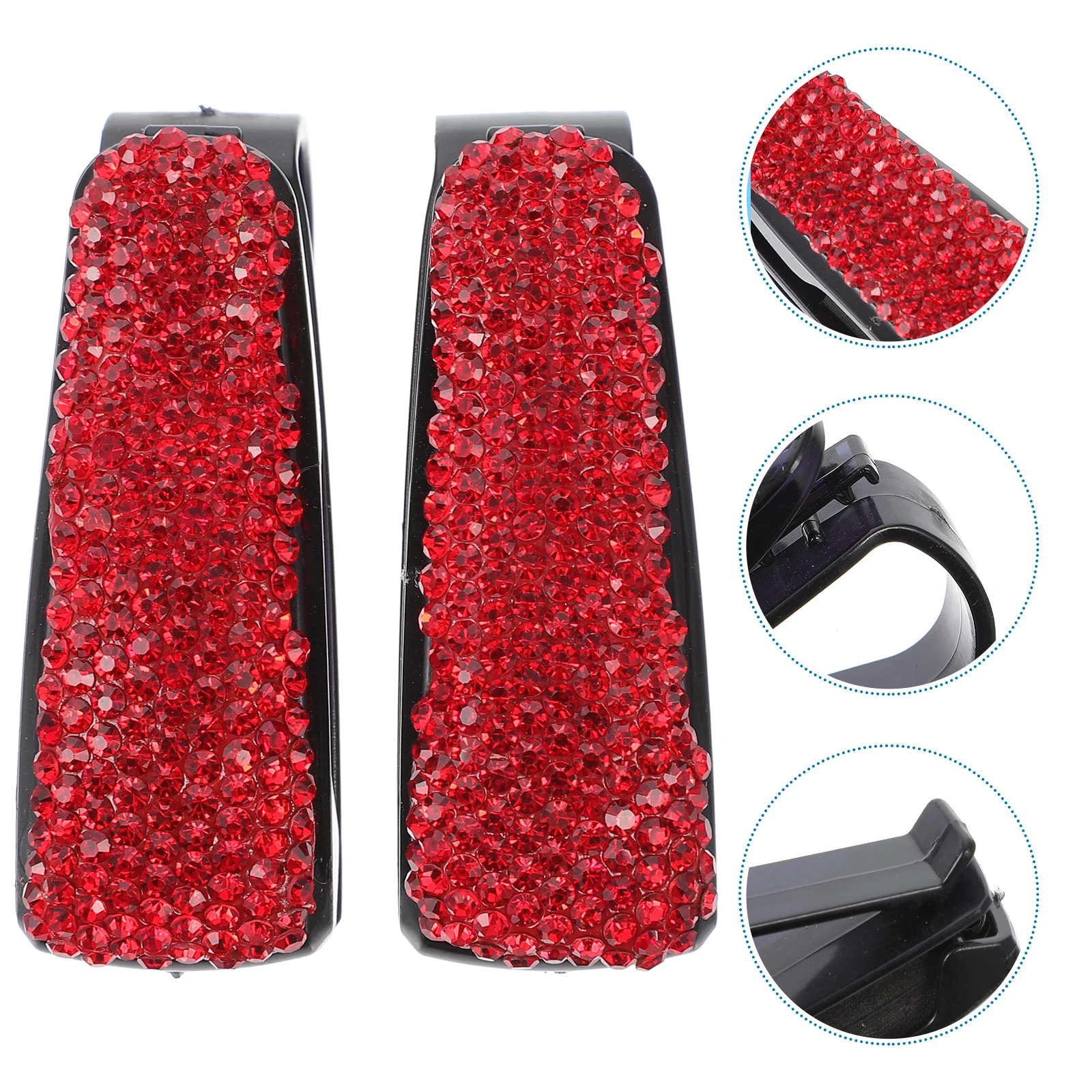 

2Pcs Automobile Glasses Fixed Clamp Premium Build Rhinestone Finish Car Sunglasses Holder Multi Function Clip Car Glasses Clips