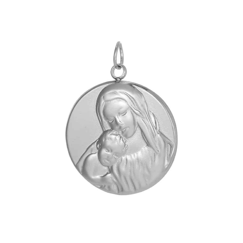 CARLIDANA Edelstahl Religiöse Kreuz Jesus DIY Schmuckanhänger Sonne Stierkopf Jungfrau Maria Königin der Herrlichkeit Charm Engel Anhänger – Detail 5