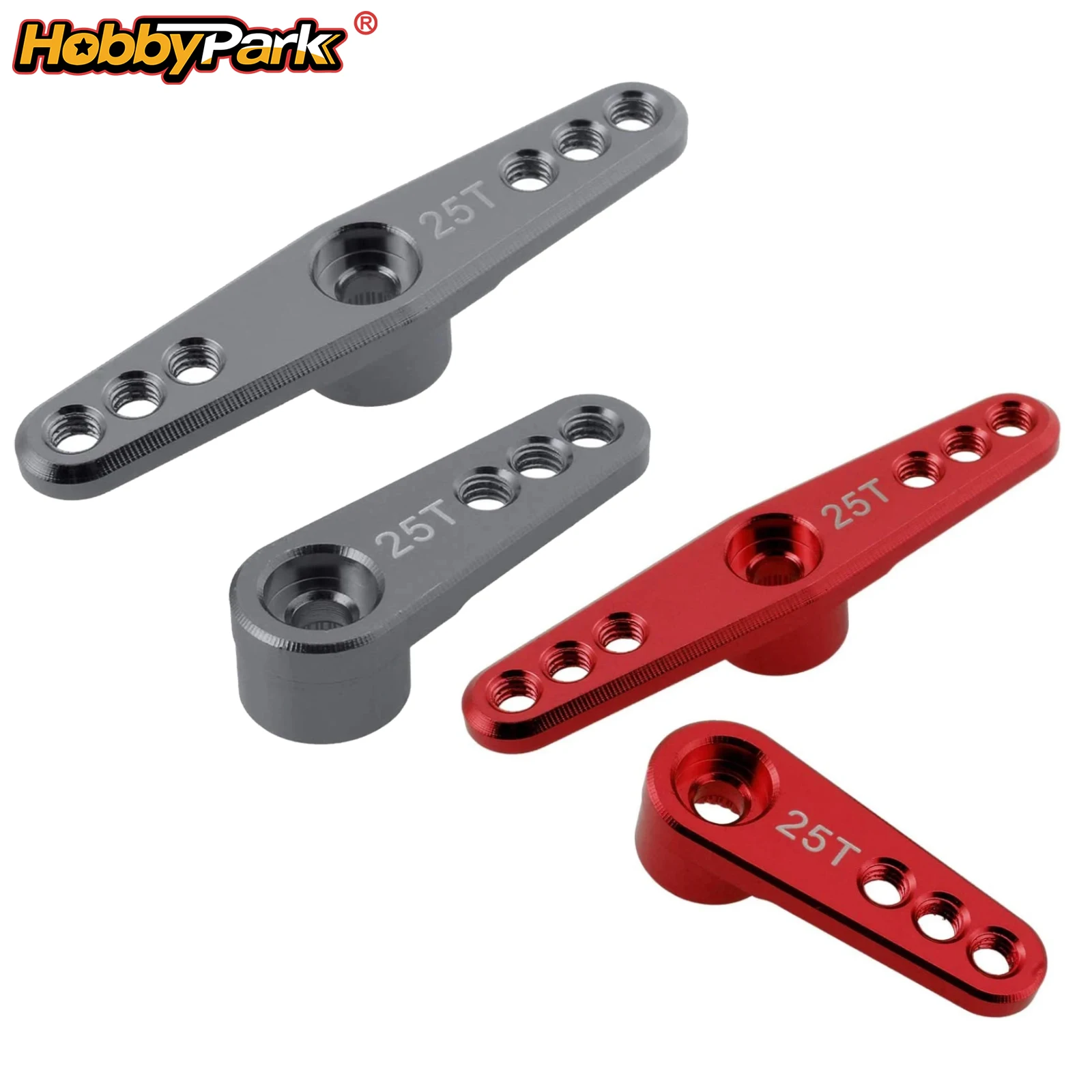 HobbyPark 2pcs Metal Aluminum 25T Servo Horn Steering Arms Double Single Replacement Parts for RC Car Truck Buggy
