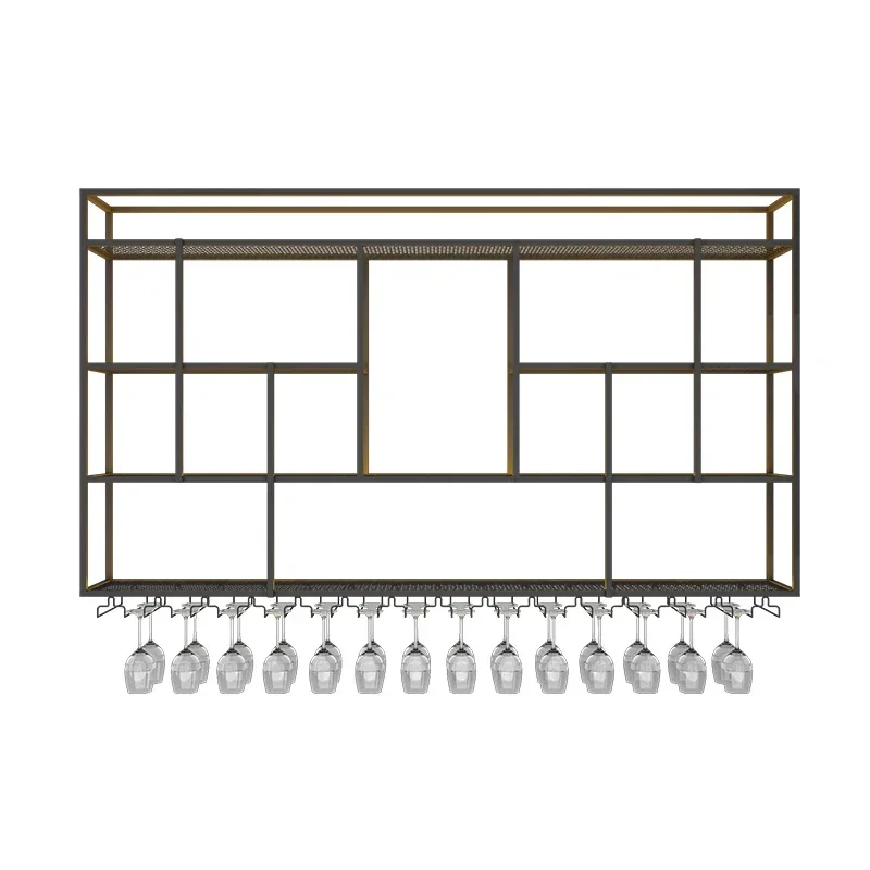 

Free Standing Wine Racks Whisky Holder Display Floor Black Wine Rack Modern Wall Mounted Bar Furniture