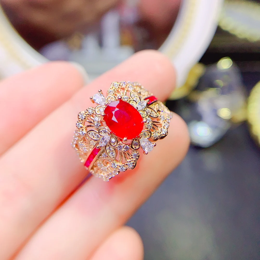 

Ruby Ring Color Super American Sterling Silver 925 Engagement Ring Ladies exquisite luxury wedding gift free shipping