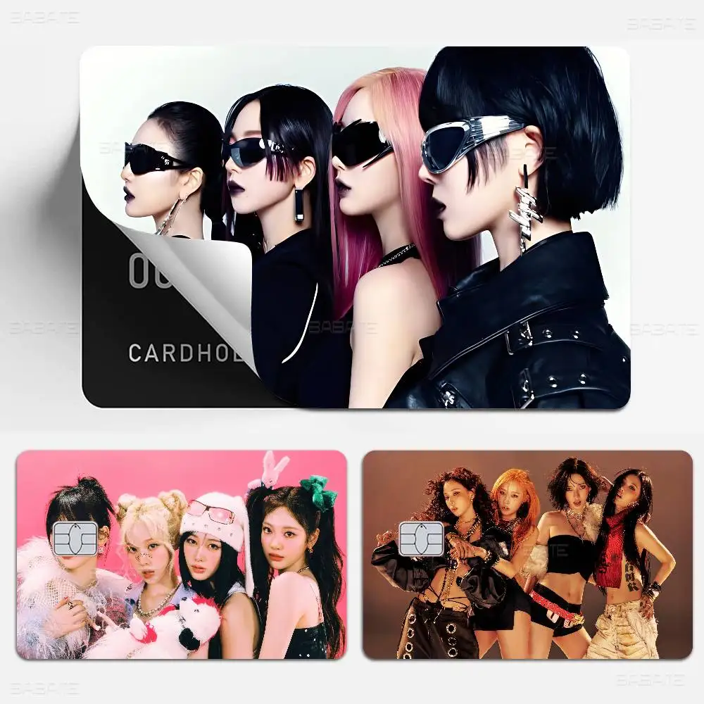 KPOP Aespa Anime Spend or Save Funny Shell On Off Ultra Thin No Fade Sticker Skin Cover Film for Debit Credit Card