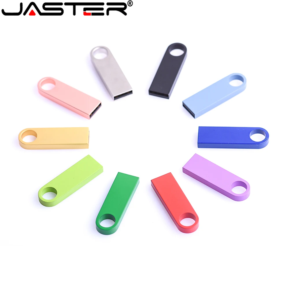 JASTER Mini Metal USB Stick Silver Free Key Chain Gift USB flash drives 64GB Black Pen Drive 32GB Memory device Pendrive 16GB