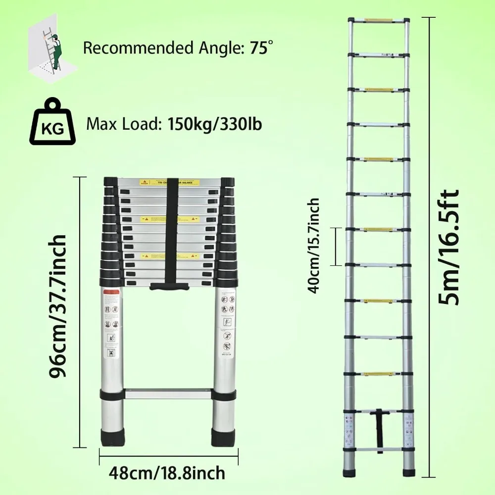Adjustable Ladder Extender PRO: Fits Steps 4.921-7.875 High, Stabilizer and Leveler for Safety Ladders