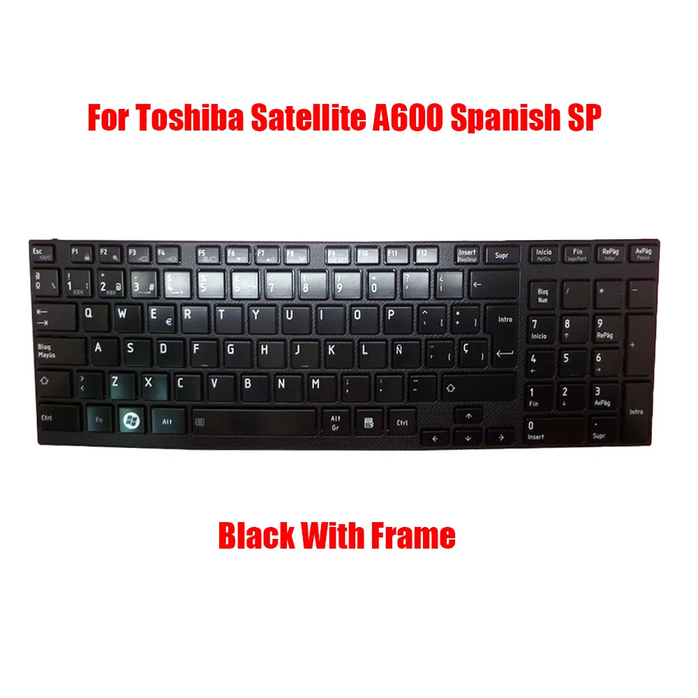 

US SP Laptop Keyboard For Toshiba Satellite A600 A600D A660 A660D A665 A665D MP-09N56E066981 MP-09N53US66981 Spanish English