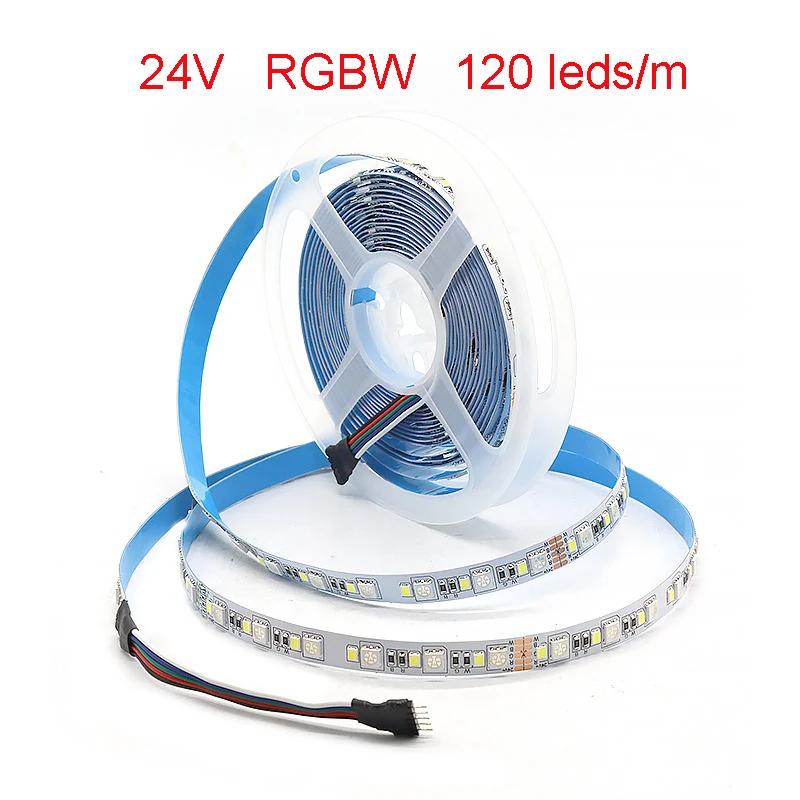 24V RGBW LED Strip 120 leds/m 5050 RGB+2835 White Colorful Changeable Flexible Soft LED Tape  5PIN KTV Holiday Bar Party Hotel