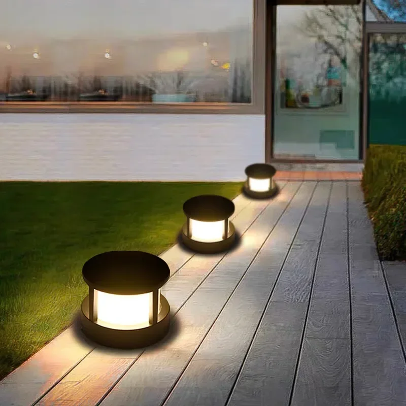 Outdoor Creative Column Head Wall Lamp Courtyard Lawn Fence Waterproof Garden Villa Landscape Small Wall Lamp