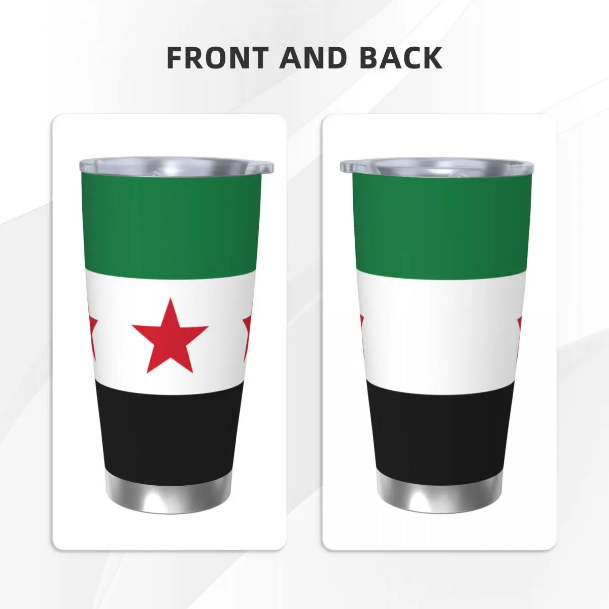 The Syrian Arab Republic Three Star Tumbler Vacuum Insulated Thermal Cup Stainless Steel Smoothie Tea Mug Water Bottle, 20oz