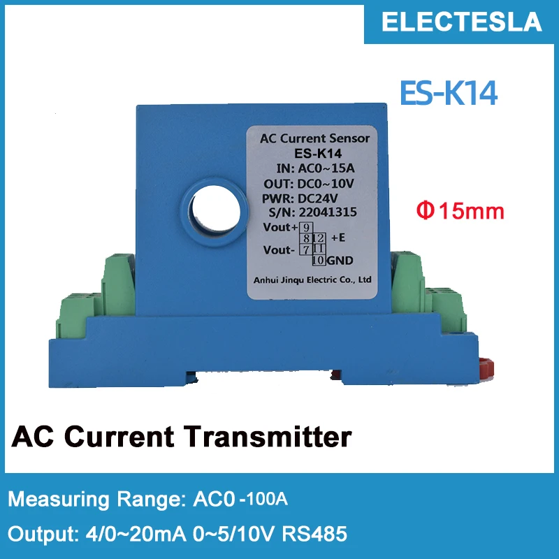 AC Current Transmitter Module Output 4-20mA 0-20mA 0-5/10V RS485 Hall Current Sensor Input AC DC 0-100A Transducer analog output