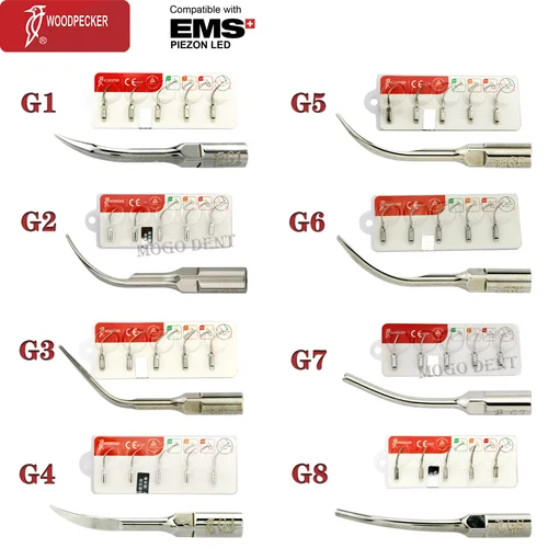Puntas de escalador Dental Woodpecker originales, punta de escalado ultrasónico G1 G2 G3 G4 G5 G6 G7 G8, apto para pieza de mano de escalador EMS UDS
