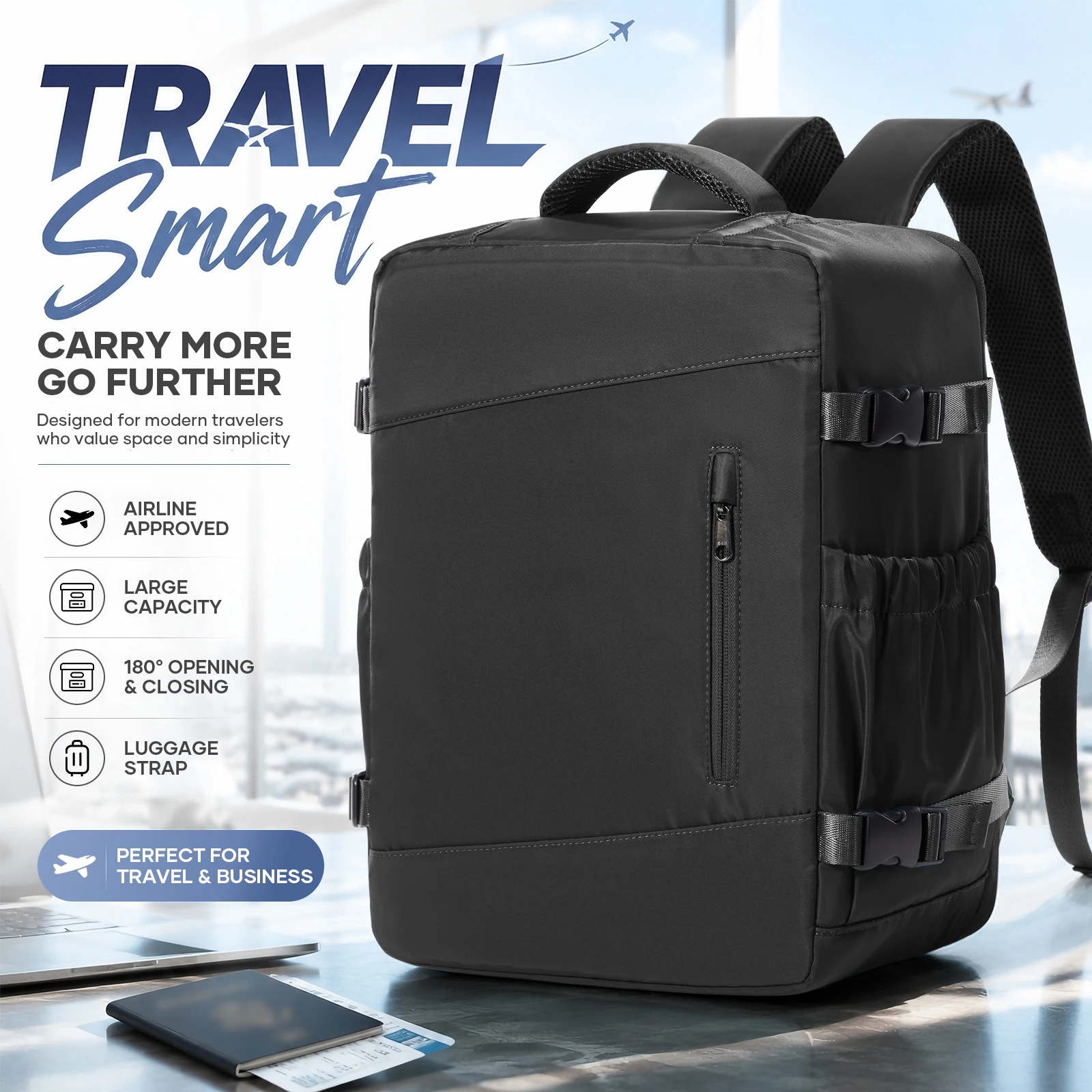 Ryanair Kabinentaschen 40x30x20 Unter-Sitz-Reiserucksack, Business Executive Rucksack Handgepäck Casual Outdoor, Herren Laptop-Rucksack