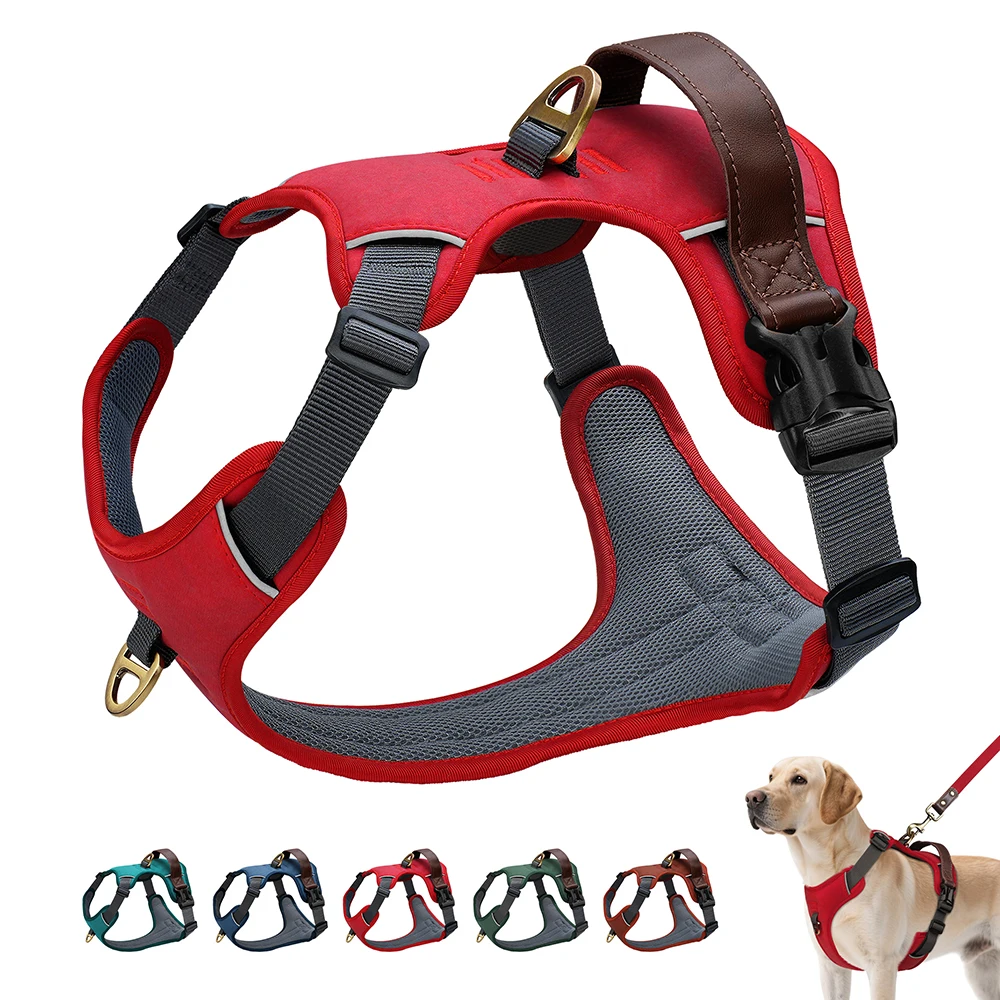 

Durable Dog Harness Breathable Nylon Pet Vest Harnesses with Quick Control Handle Adjustable for Medium Large Dogs Safety