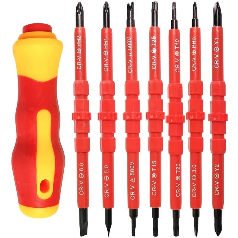 

14 In 1 VDE Insulated Screwdriver Set 1000V Slotted Phillips Screw Driver Bits Kit with Tester Pen Electricians Hand Tools