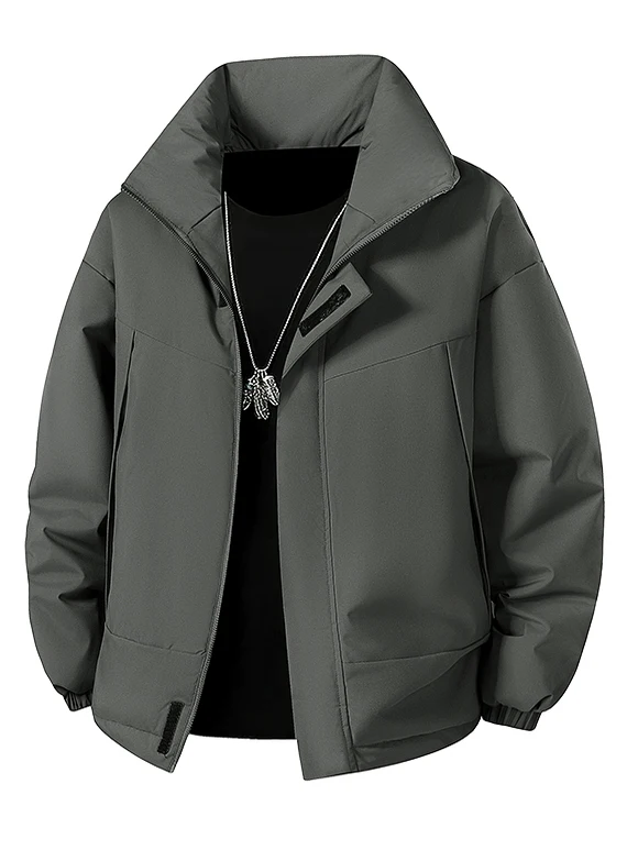 

Thiened Winter Cotton Jaet for Couples Men's Women's Bread Sle Stand Collar ort Outerwear Waterproof Ci Faion