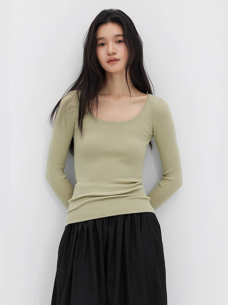 

Super 20 Wool Thiened Elastic 6 Needle Knitted Base Layer round Ne Slim Fit Women's Sweater Soft Warm Long Sve Casual