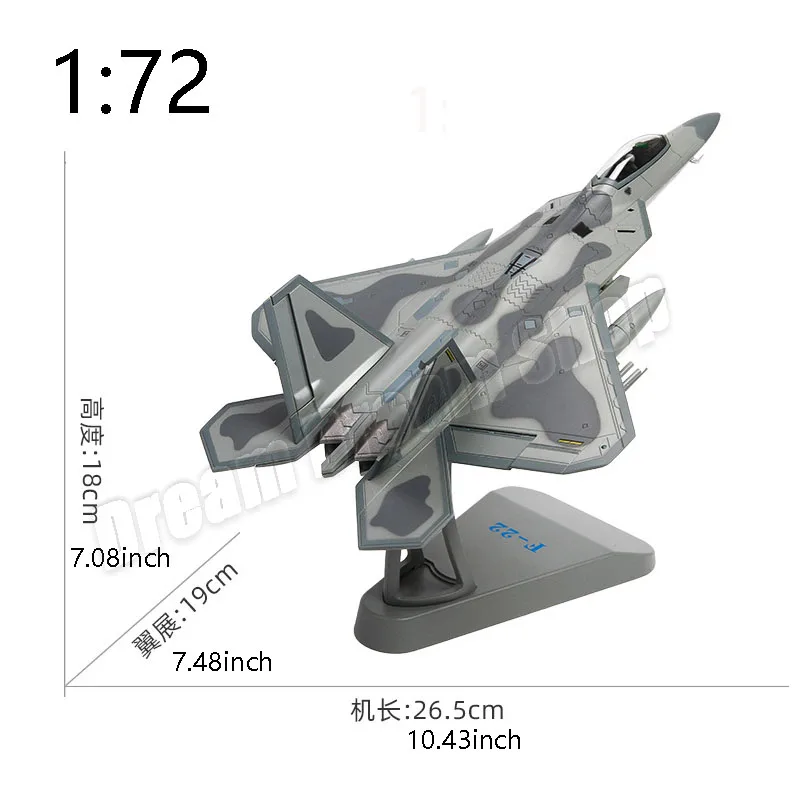 1:72 1:100 F-22 Fighter Alloy Fighter Model Toy Living Room Decoration Collection Holiday Gifts for Boy Model Aircraft Wholesale