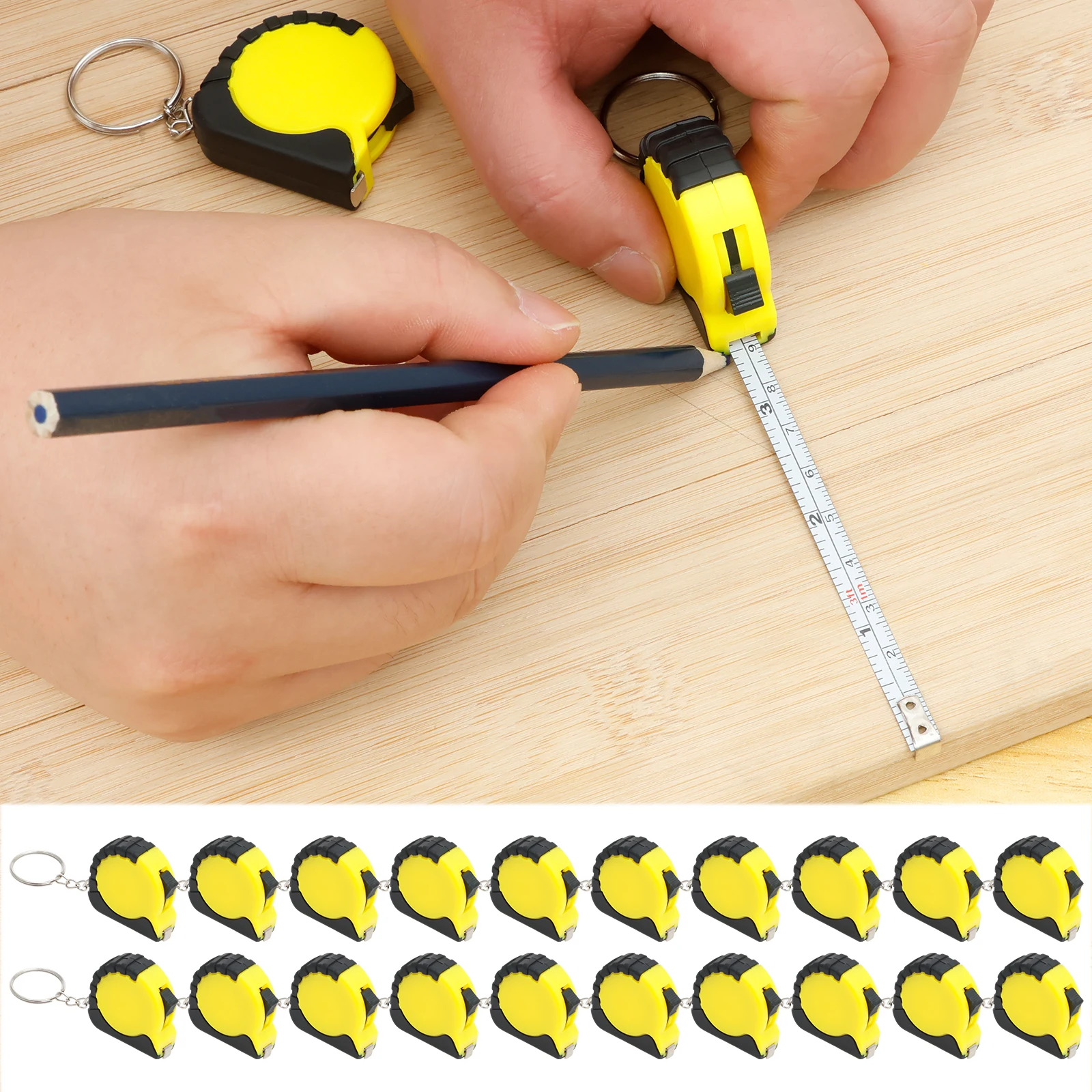 

20Pcs Small Tape Measure Keychains 3.28 FT Portable Mini Tape Measure Metric Imperial Retractable Pocket Body Measuring Tape for