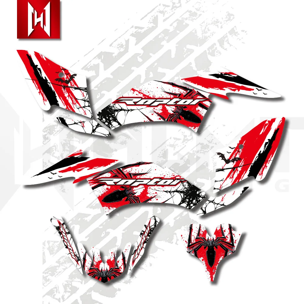 Motorcycle Background Graphic Sticker Decals Kit For Yamaha Raptor 125 250 ATV 2008 2009 2010 2011 2012 2013 Custom design