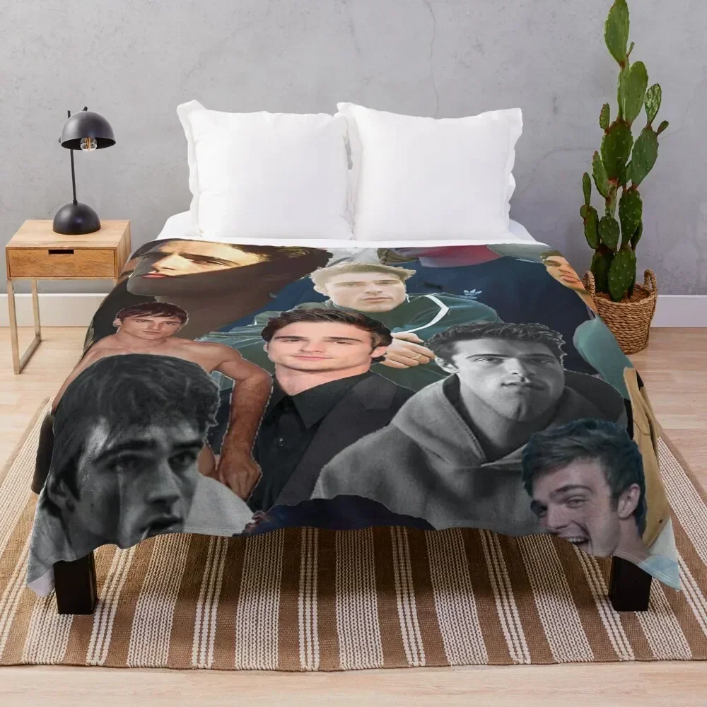 

jacob elordi collage Throw Blanket Soft Plush Plaid Vintage Decorative Beds Cute Plaid Blankets