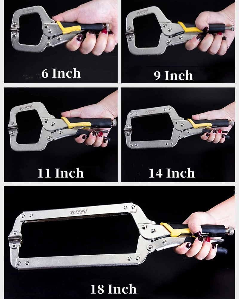 Multi-function Steel C-Type Strong Pliers Clip Vise Grip Locking Plier Woodworking Clamp 6 9 11 14 18 Inch Woodworking Tools