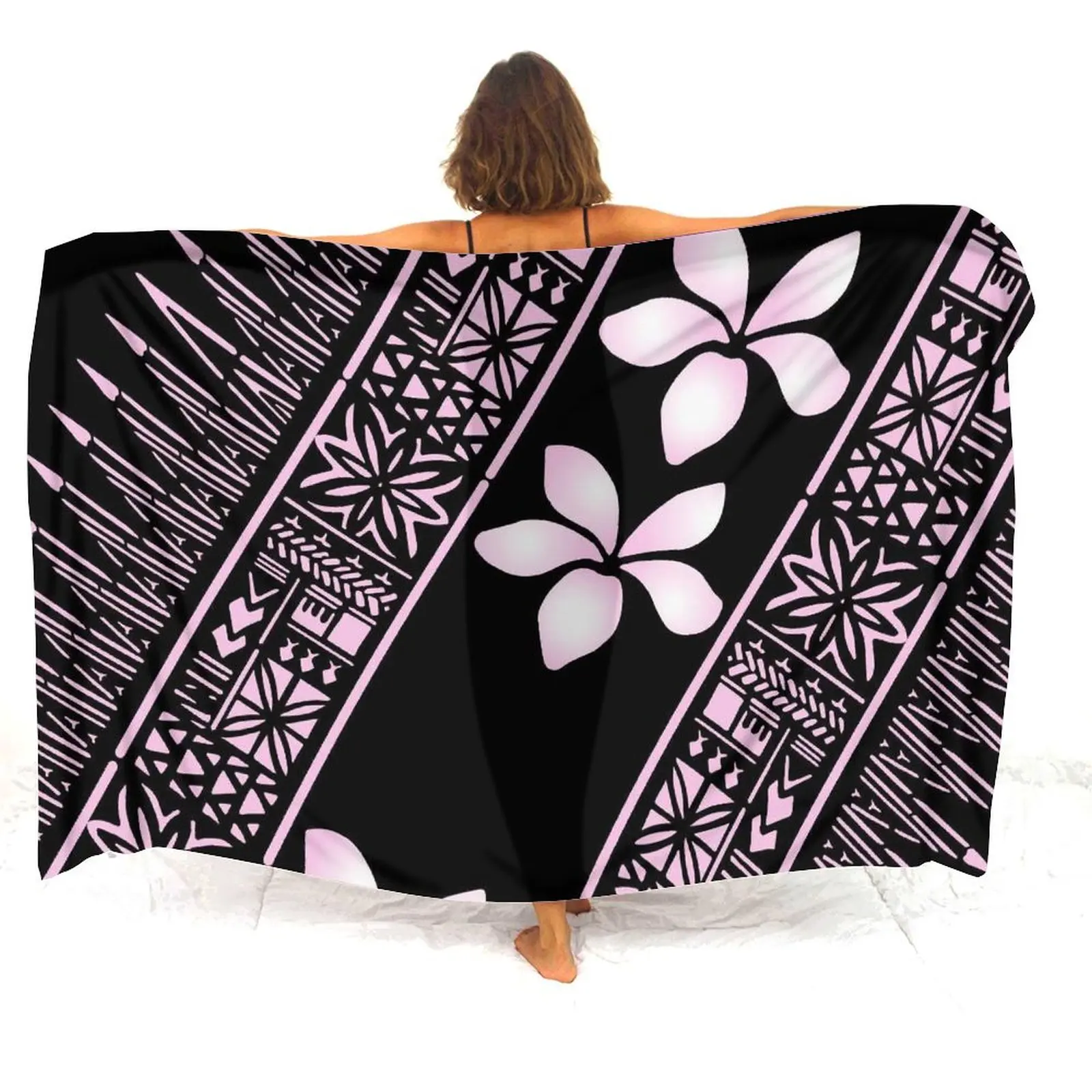 Beach Holiday Wear With Beach Dress Polynesian Print Custom Design Women's Beach Veil Light Sun Protection Top