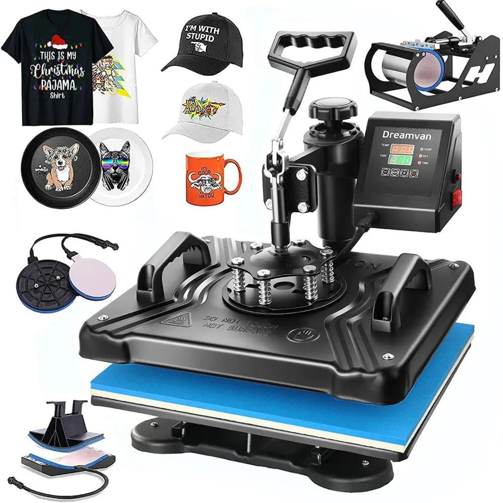 AKEYDIY 5 in 1 Heat Press Machine for t Shirts Professional Swing Away Heat Press Digital Combo 12