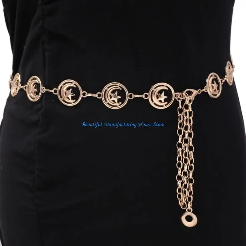 E56A فستان سلسلة حزام القمر ستار الخصر سلسلة تنورة حزام على شكل سلسلة الخصر مجوهرات