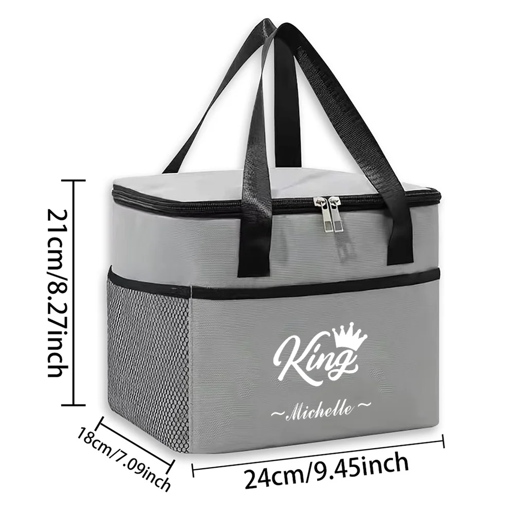 Personalized Customized Name Lunch Pack Portable Student Lunch Box Practical Camping Top Handle Bag Thermal Bag Large Capacity
