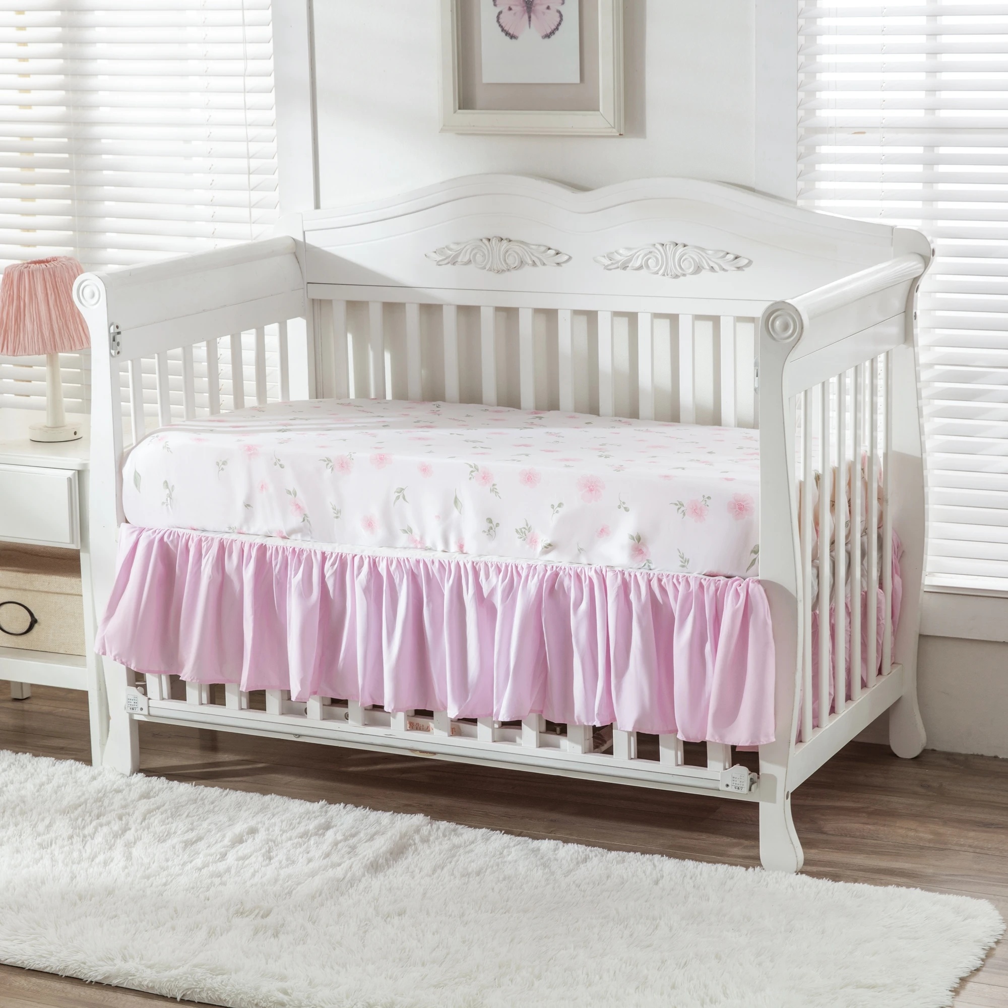 3 pezzi floreale culla Set biancheria da letto neonato Nursery Baby Room conjuntos de ropa de cama (Baby Comforter lenzuolo con angoli gonna culla)